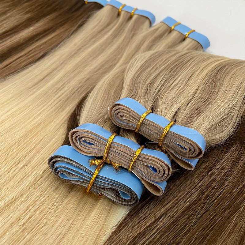 100% Human Hair Invisible Tape In Hair Extensions Long Weft Tape Double Drawn Hair Extensions