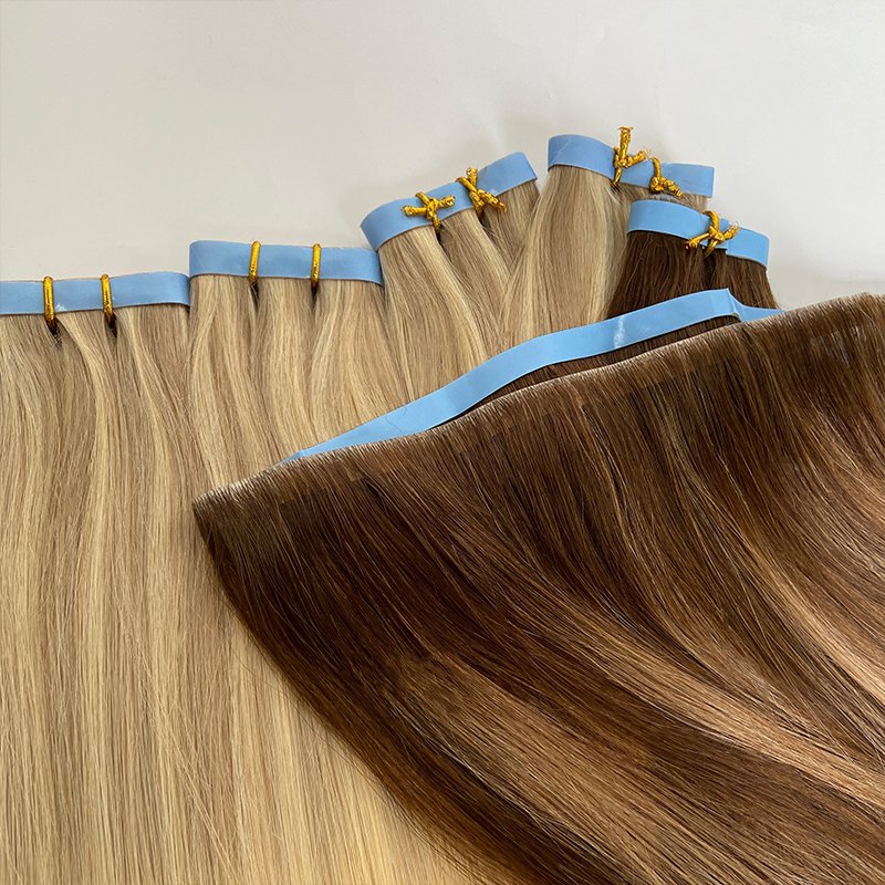 100% Human Hair Invisible Tape In Hair Extensions Long Weft Tape Double Drawn Hair Extensions