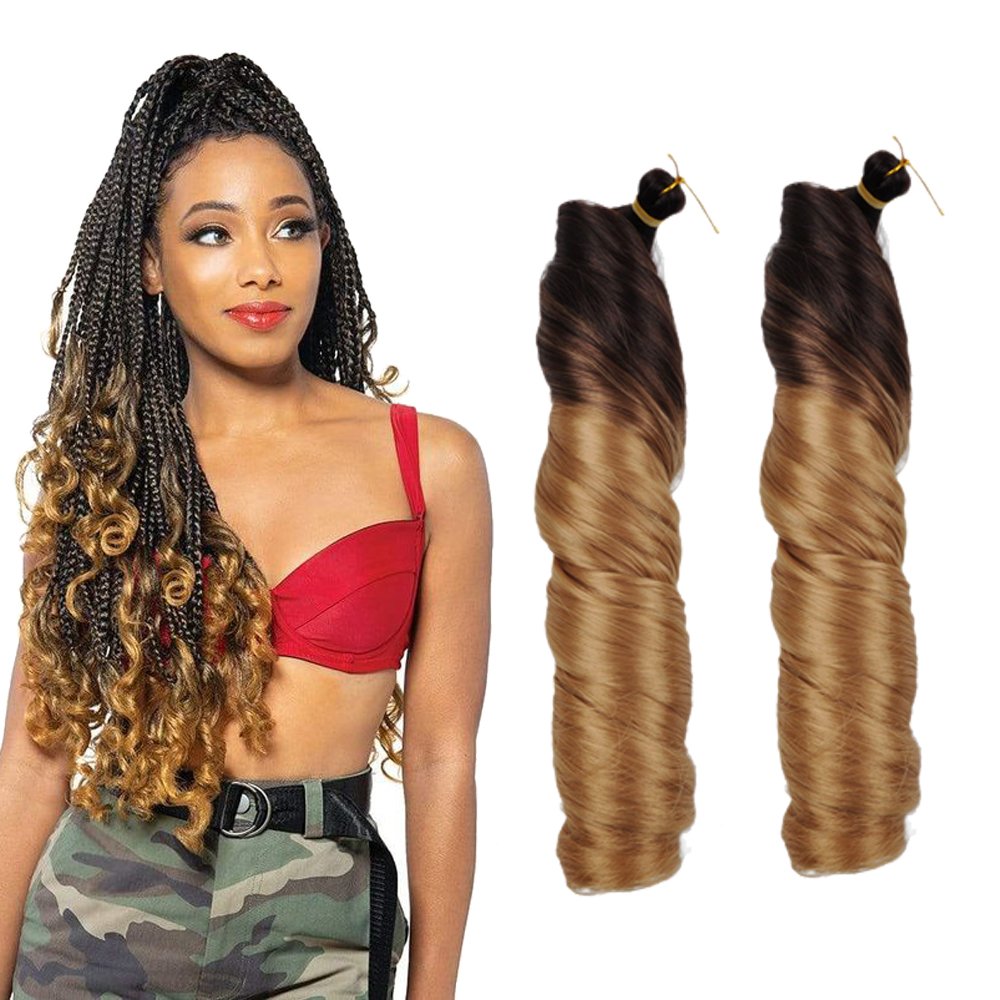 Synthetic French Curls Braidiing Hair 14 18 22inch Loose Wave Crochet Braids Hair Spiral Curls Extensions Bulk