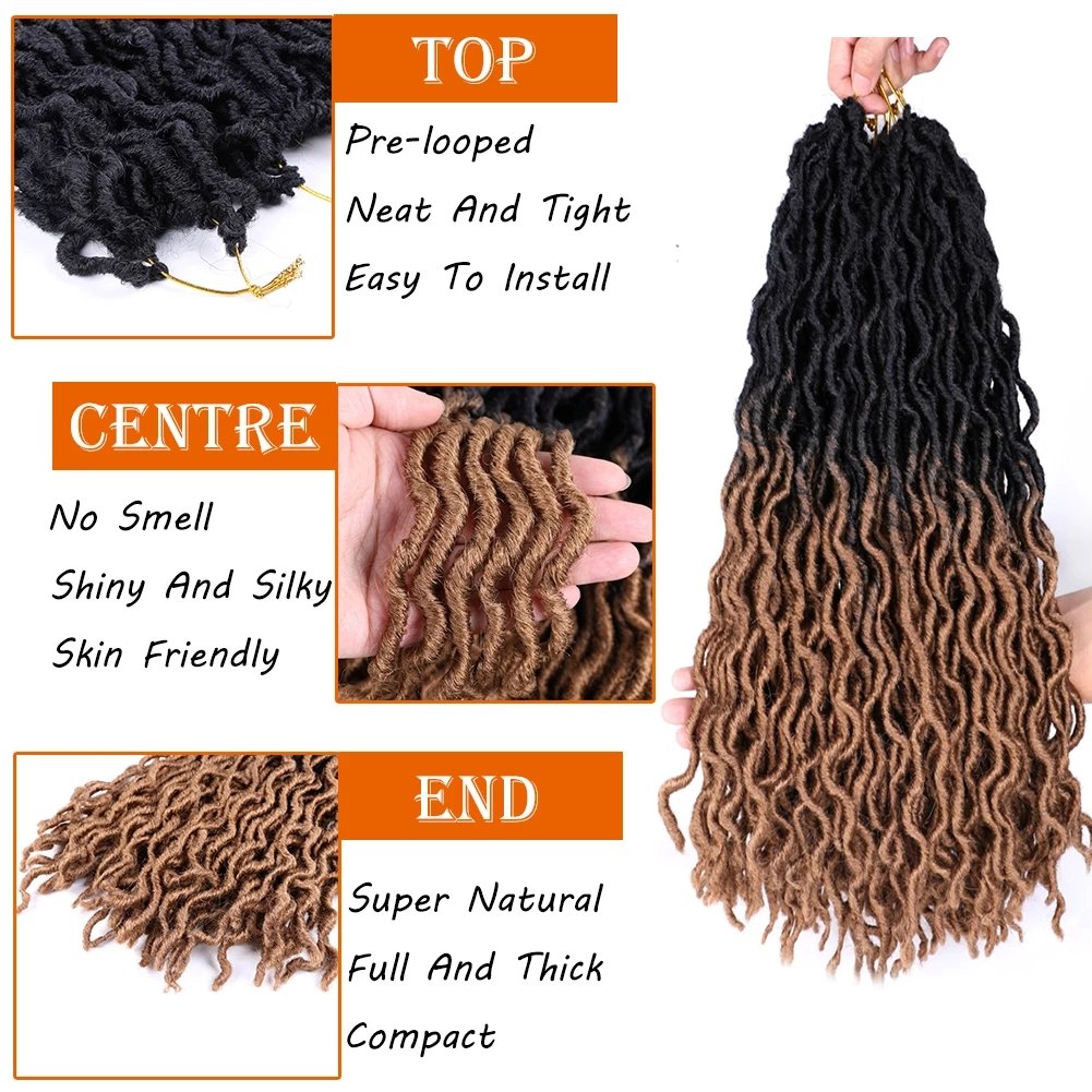 Wholesale ombre dreadlock twist hair Gypsy Locs Extension Jumbo Braiding Wavy Curly Crochet Braid Hair Goddess Faux Locs