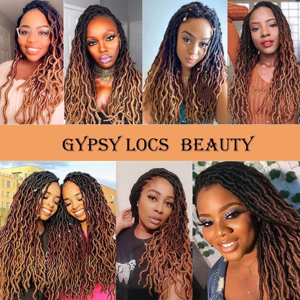 Wholesale ombre dreadlock twist hair Gypsy Locs Extension Jumbo Braiding Wavy Curly Crochet Braid Hair Goddess Faux Locs