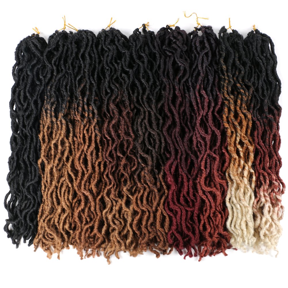 Wholesale ombre dreadlock twist hair Gypsy Locs Extension Jumbo Braiding Wavy Curly Crochet Braid Hair Goddess Faux Locs