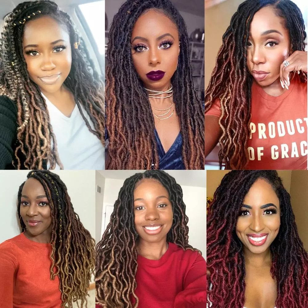 Wholesale ombre dreadlock twist hair Gypsy Locs Extension Jumbo Braiding Wavy Curly Crochet Braid Hair Goddess Faux Locs