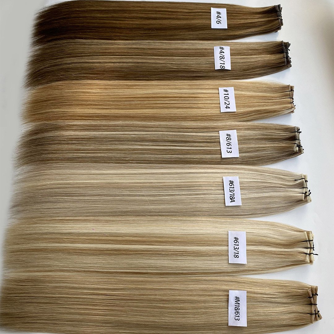 2024 New Weft Popular Seamless Remy Genius Hair Hand Tied Weft Invisible Human Hair Extensions