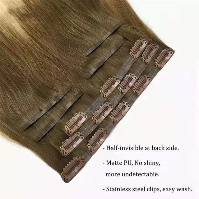 New arrival pu clips in human hair extensions hanger