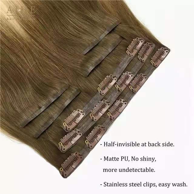 New arrival pu clips in human hair extensions hanger