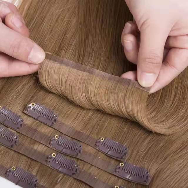 New arrival pu clips in human hair extensions hanger
