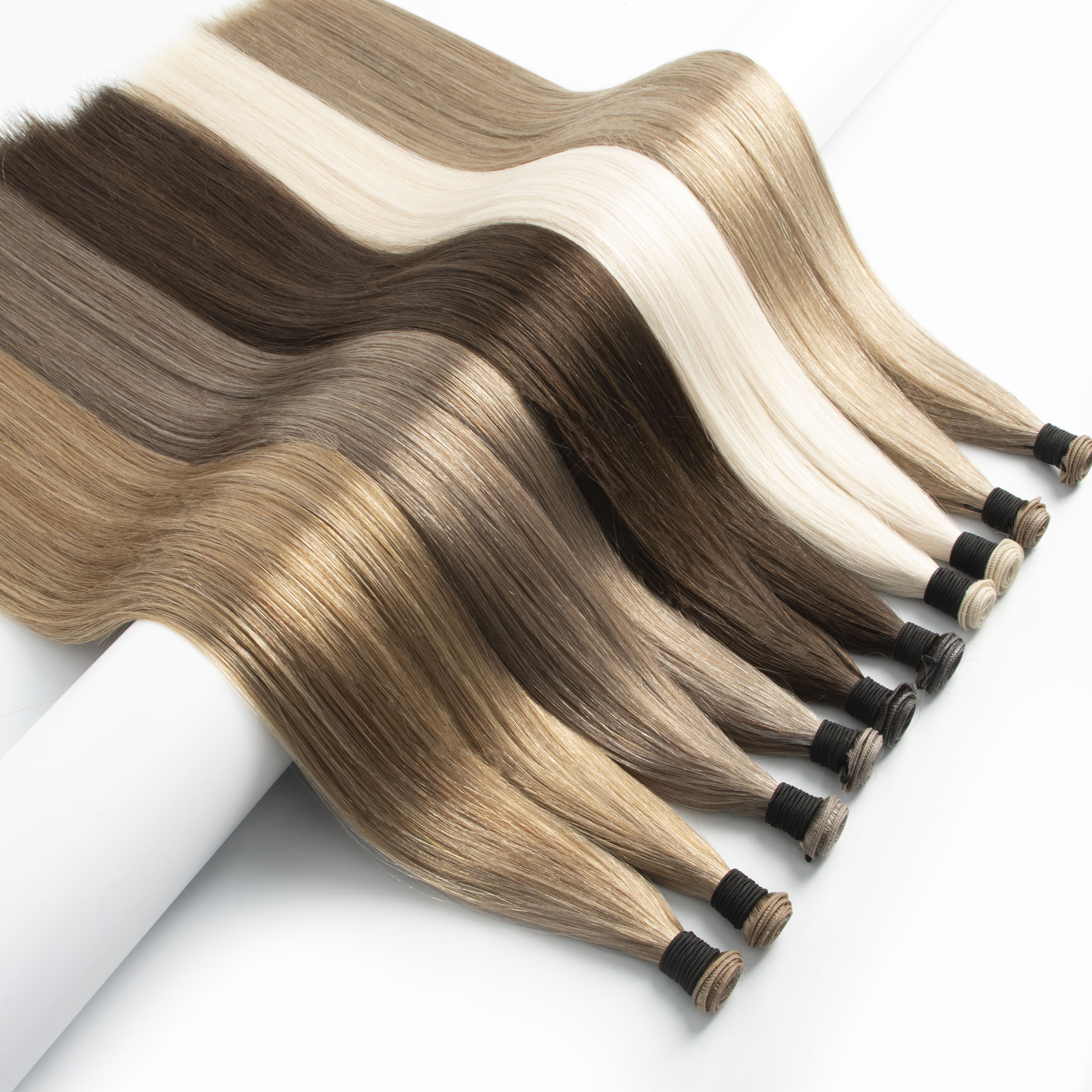 Unprocessed Super Double Drawn 100% Russian Human Hair Extensions Invisible Genius Weft Full Cuticle Aligned Genius Hair Weft