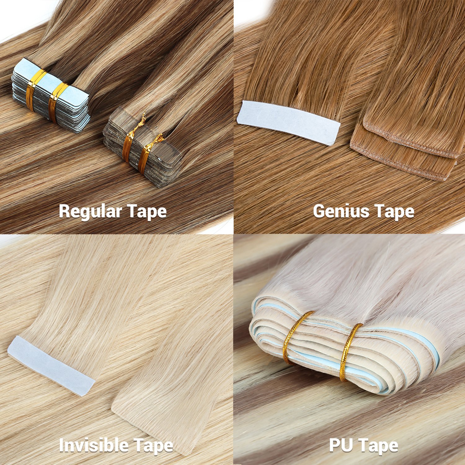Unprocessed Double Drawn 7 Pieces Double Side Tape ins Human Hair Extensions Remi Invisible Russian Hair Tape Hair Extensions