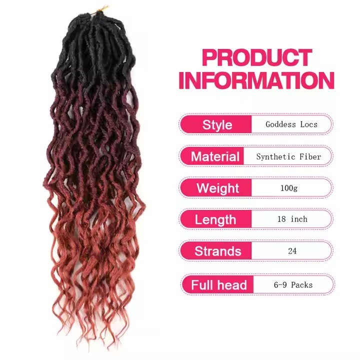 New Goddess 18 inches Gypsy Locs Crochet Braids With Curly Ends Synthetic Ombre Braids Hair Extensions Afro Wavy Dreadlocks
