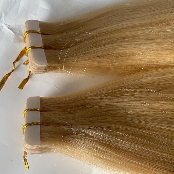 Salon Quality Russian Double Drawn Hair European Remy Virgin Cuitlce Blonde Ombre Tape In Human Hair Extension