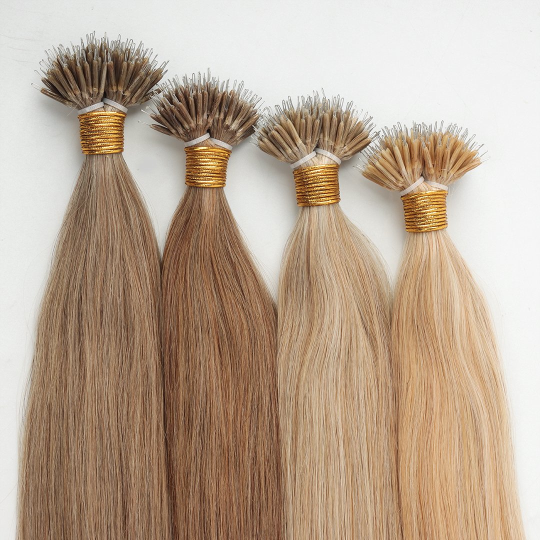 Wholesale 2024 Hot Selling Russian Double Drawn Human Hair Pre Bonded Nano Ring Human Hair Extensions