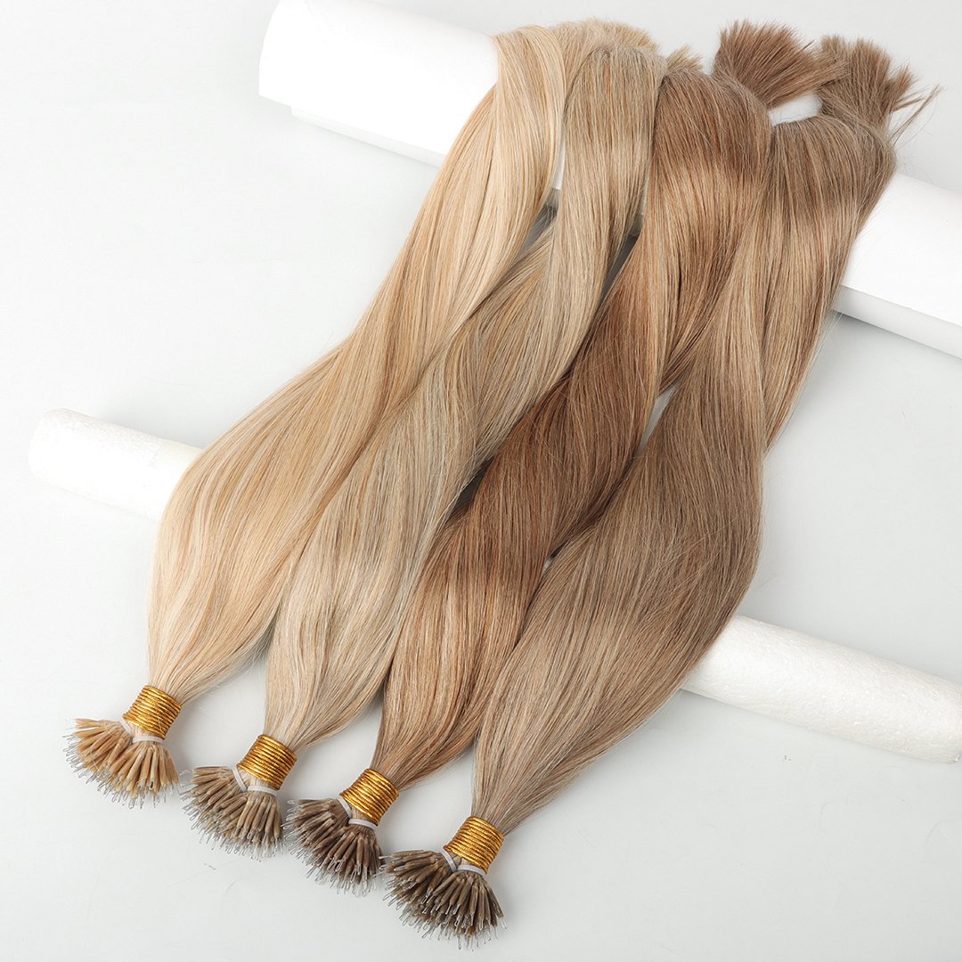 Wholesale 2024 Hot Selling Russian Double Drawn Human Hair Pre Bonded Nano Ring Human Hair Extensions