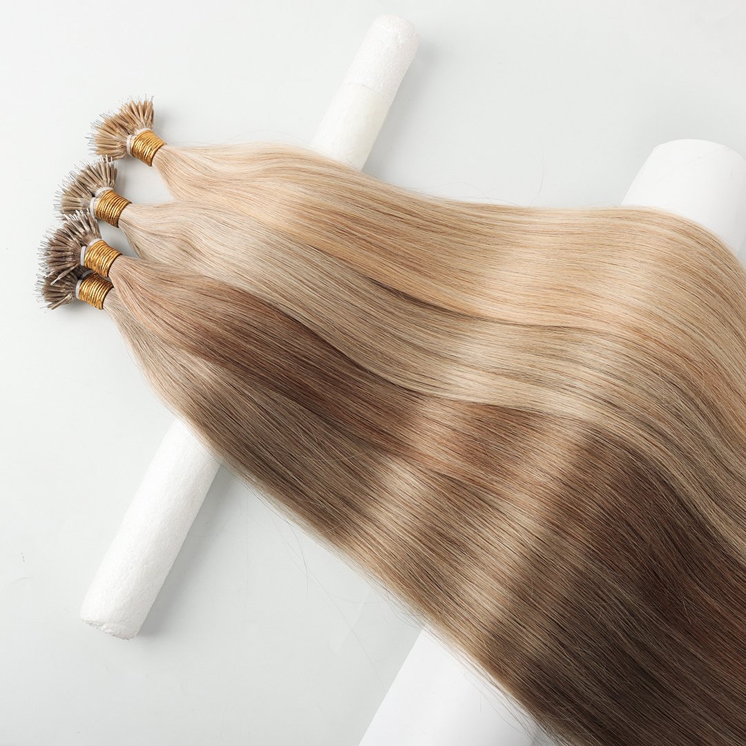 Wholesale 2024 Hot Selling Russian Double Drawn Human Hair Pre Bonded Nano Ring Human Hair Extensions