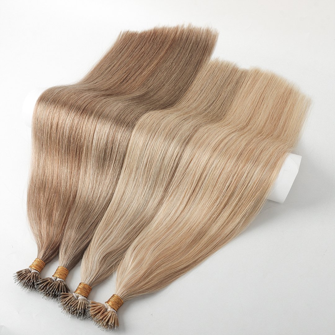 Wholesale 2024 Hot Selling Russian Double Drawn Human Hair Pre Bonded Nano Ring Human Hair Extensions
