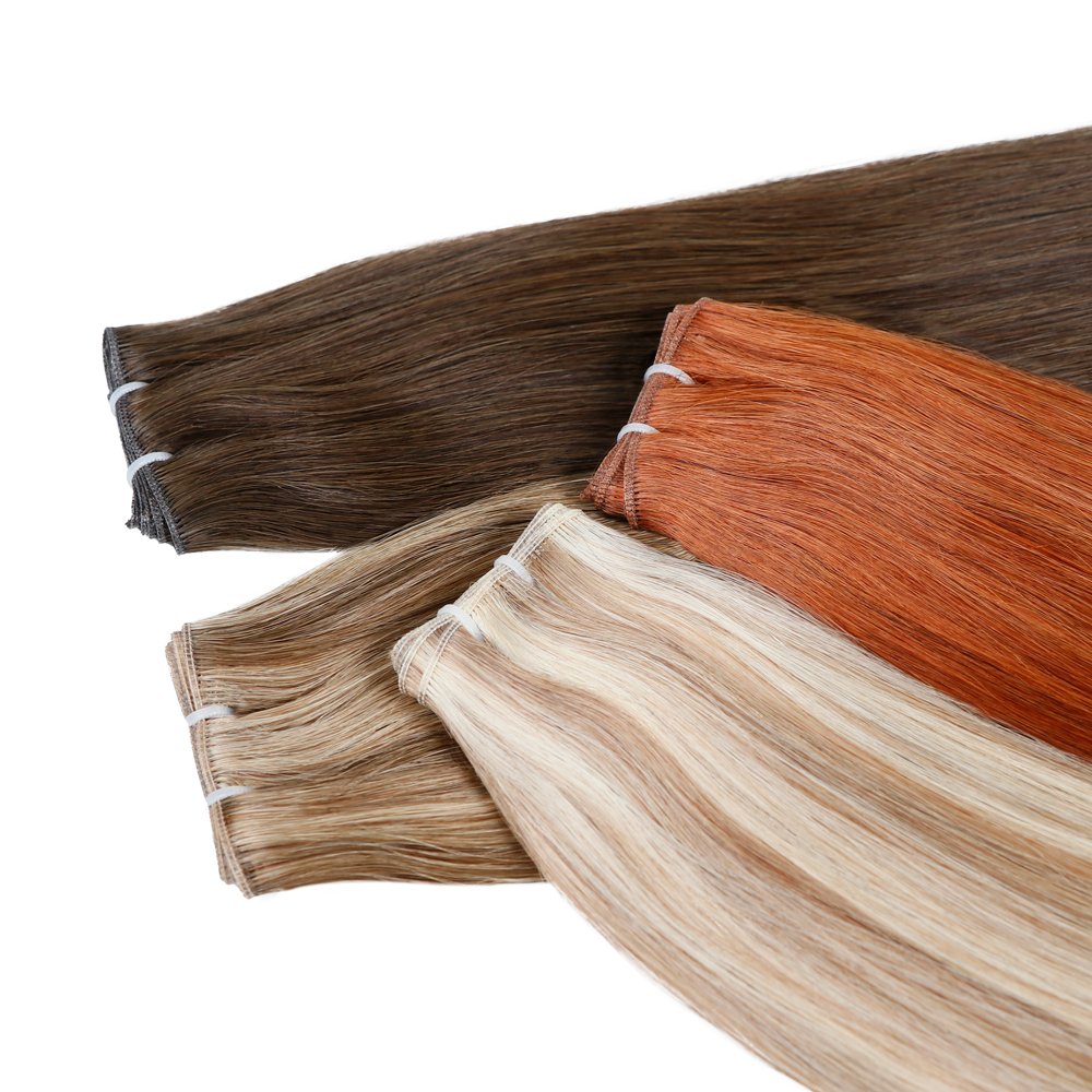 Russian Thin Invisible Genius Weft Hair Extensions 12A Double Drawn Virgin Genius Weft Human Hair Extensions