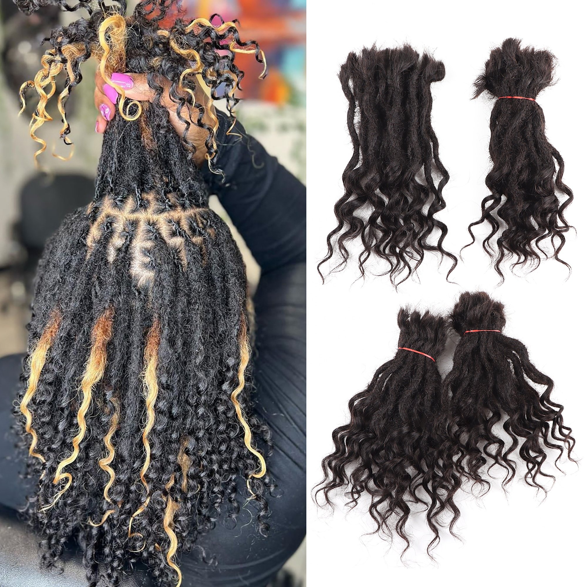 Orientdreads Deep Goddess Locs X-Small Size Handmade Crochet 100% Dreadlocks Extensions Human Hair Locs Extensions 0.4cm