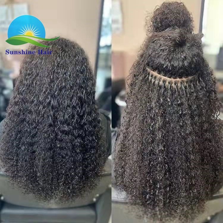 300s I tip keratin human indian hair virgin pre bonded stick itip extensions double drawn kinky curly full head soft