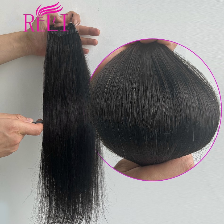 12"-26" Cotton String Twins I-tip Hair Extensions Korea Popular Straight Natural Color Remy Hair Extension Human Hair for Women