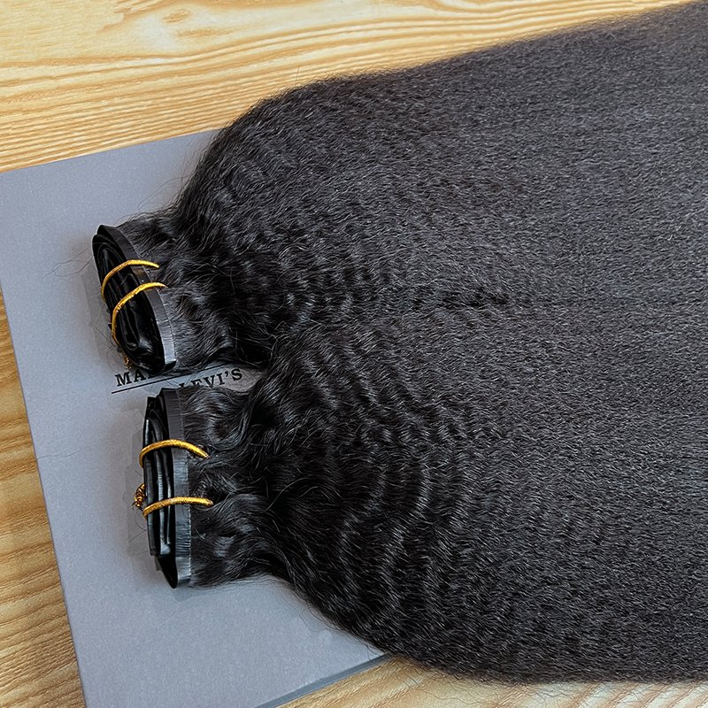 Raw Natural Hair 100g Clips In PU Invisible Seamless Afro Kinky Straight Clip Ins Human Hair Extensions