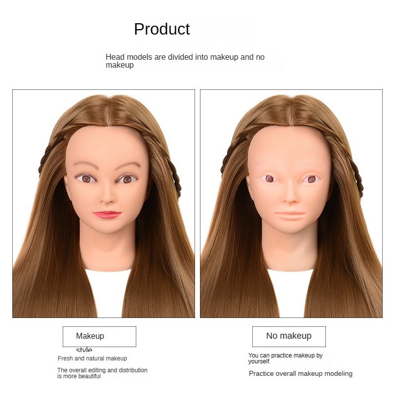 Factory Price Wholesale Hairdressing Mannequin Head Simulation Doll Hairstyle Hairdressing Model Head Up-Do Braided Hair Makeup