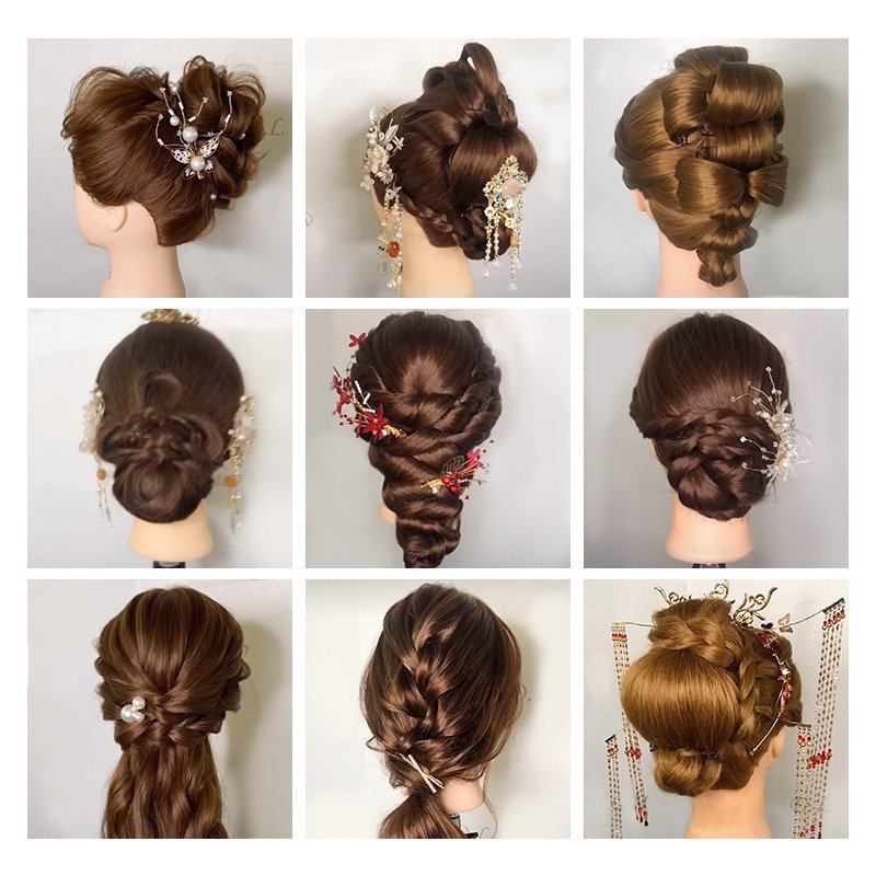 Factory Price Wholesale Hairdressing Mannequin Head Simulation Doll Hairstyle Hairdressing Model Head Up-Do Braided Hair Makeup