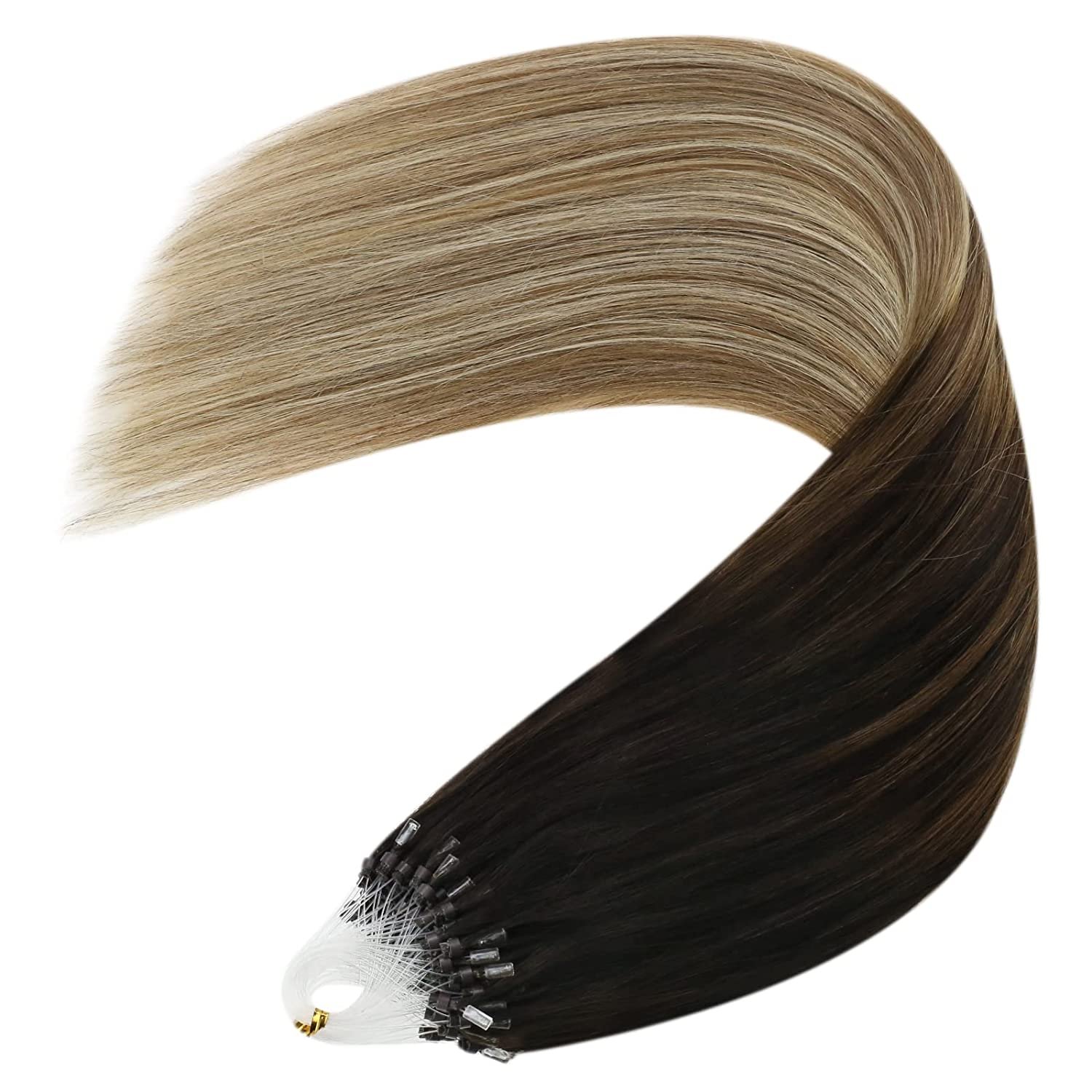 Double drawn virgin russian human remy straight loop hair extension micro ring hair Micro Loop Ring Human Hair Extensions