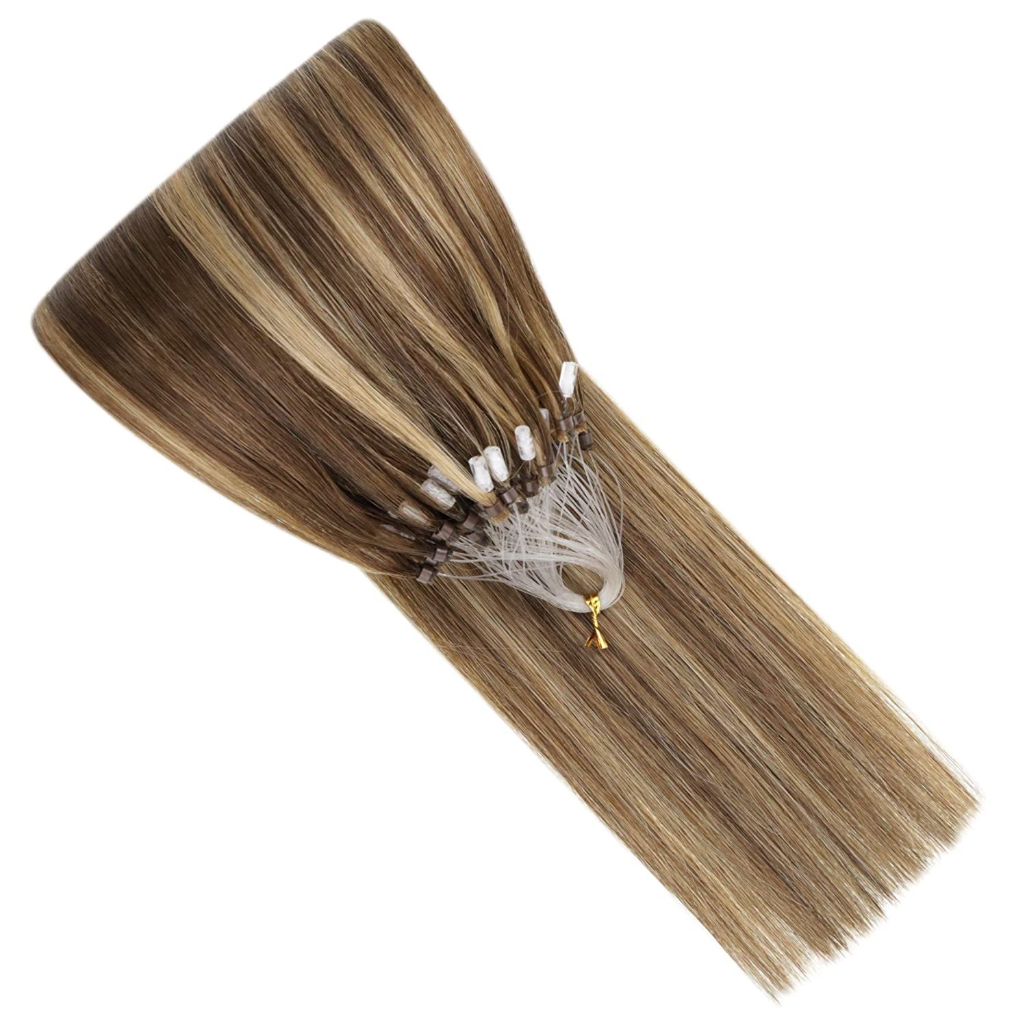 Double drawn virgin russian human remy straight loop hair extension micro ring hair Micro Loop Ring Human Hair Extensions