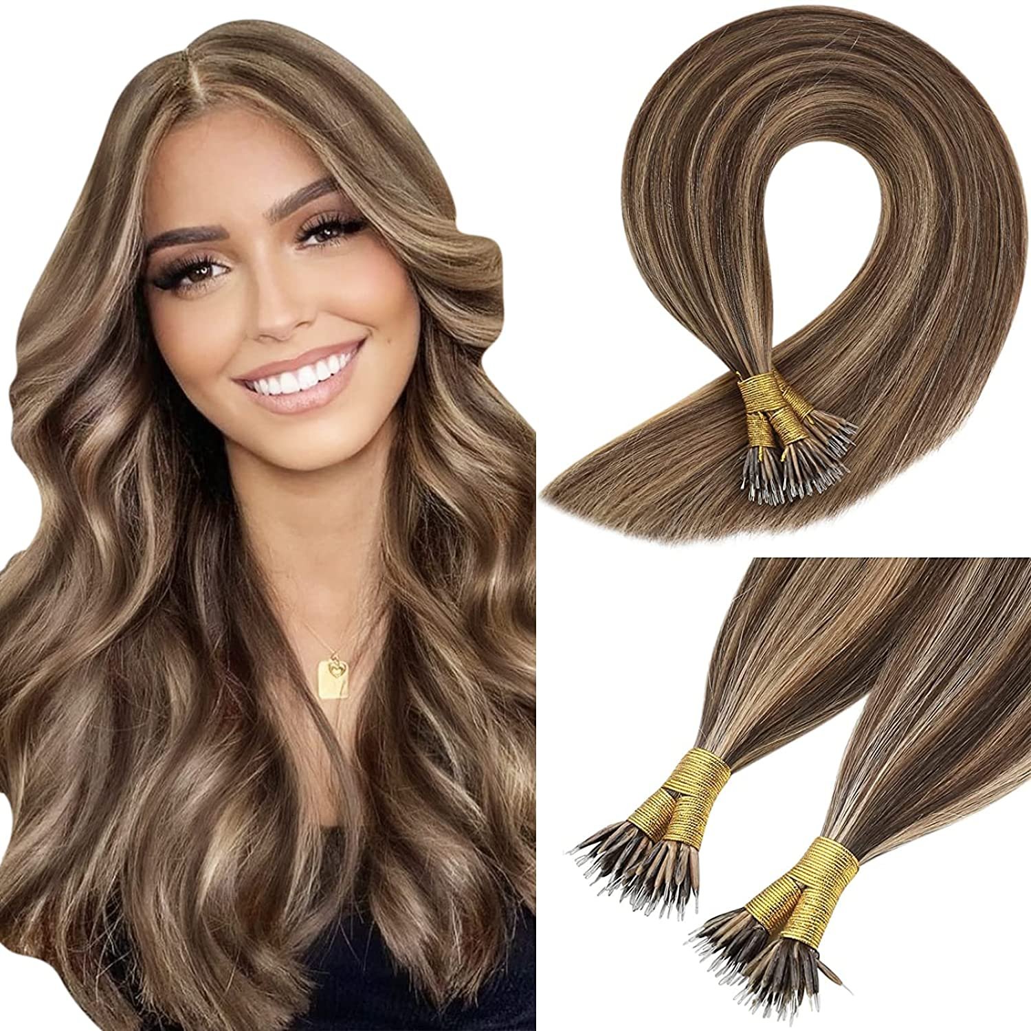 14-24"50s 1g/s ombre Remy Real Human Hair Extensions Straight Nano micro ring human hair extension