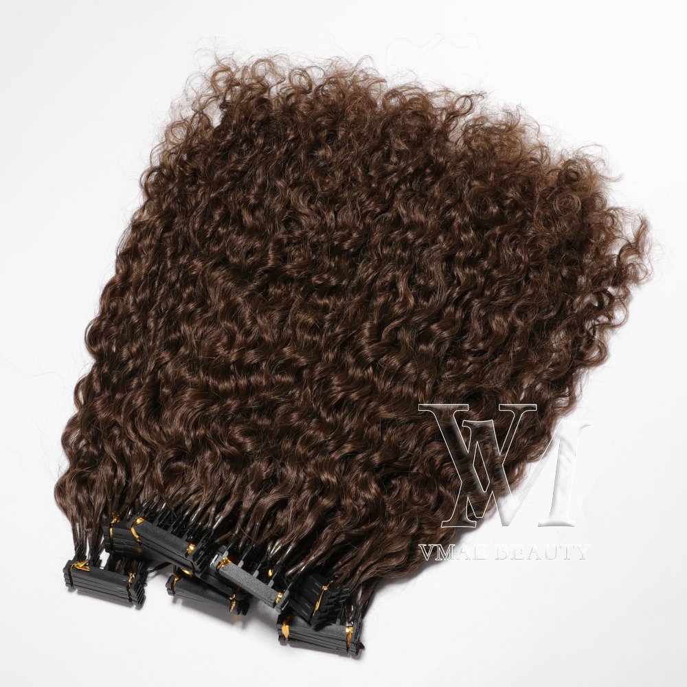 VMAE Virgin Remy Brazilian Cuticle Aligned 6D Hair Extension Machine Afro Kinky Curly 6D Human Hair Extensions
