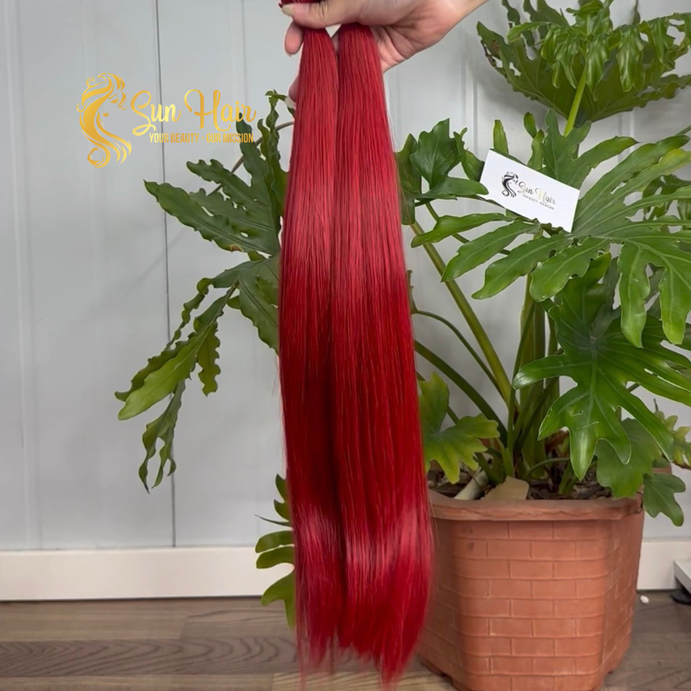 Wholesale Hot Trending Flat-Tip #Red Vigin Unprocessed Cutilcle Aligned Keratin Hair 100% Human Hair Extensions
