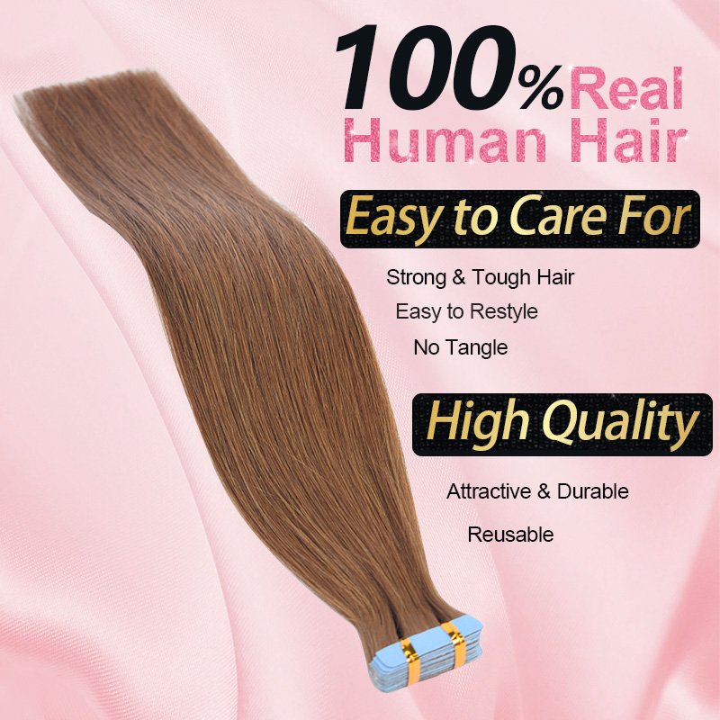 RXHAIR Straight Color Seamless Cuticle Aligned Invisible Tape In Russian Human Hair Extensions Double Drawn