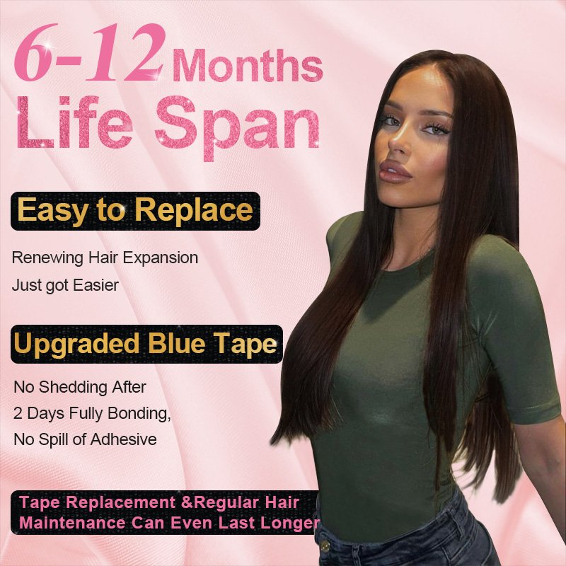 RXHAIR Straight Color Seamless Cuticle Aligned Invisible Tape In Russian Human Hair Extensions Double Drawn