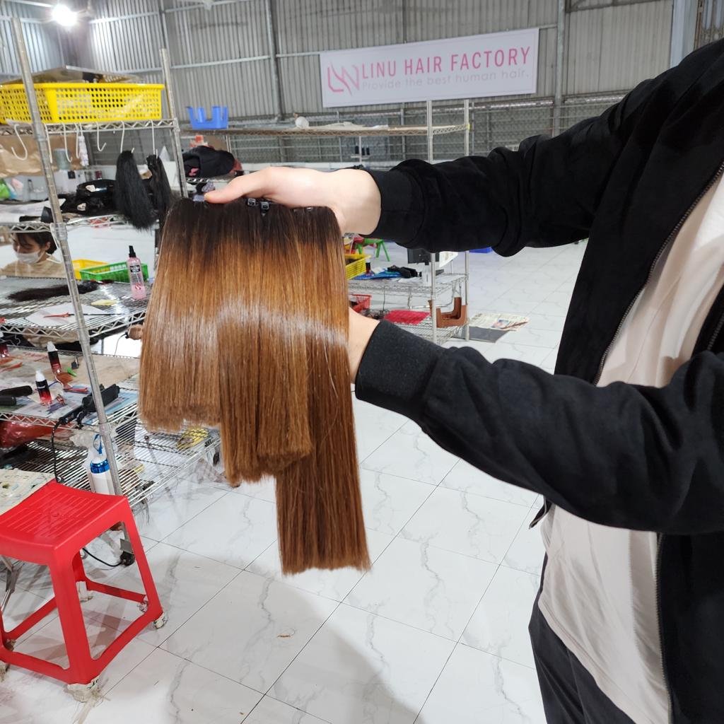 Raw Vietnamese Bone Straight Unprocessed Virgin Brown Burgundy Color Top Quality Vietnamese Cuticle Aligned Raw Human Hair Soft