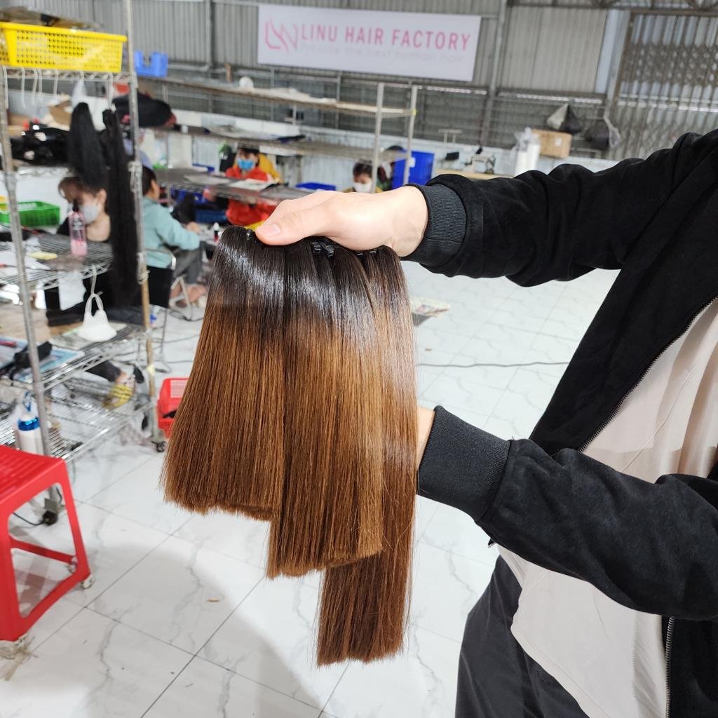 Raw Vietnamese Bone Straight Unprocessed Virgin Brown Burgundy Color Top Quality Vietnamese Cuticle Aligned Raw Human Hair Soft