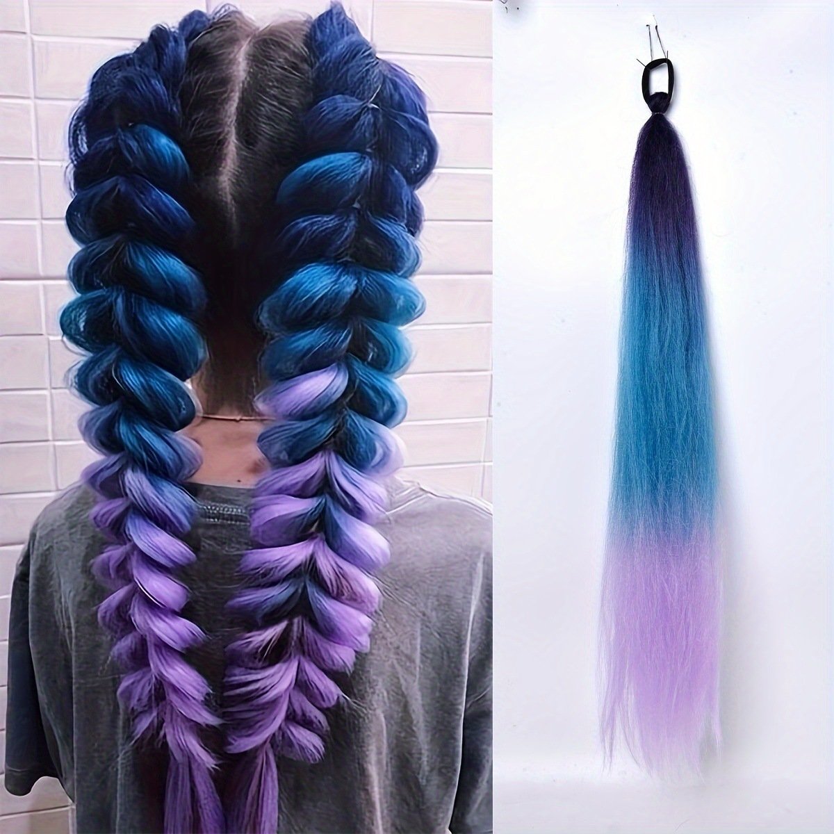 High Temperature Silk Ponytail Colored Dirty Braids Hair Extension Hairpiece For Braids