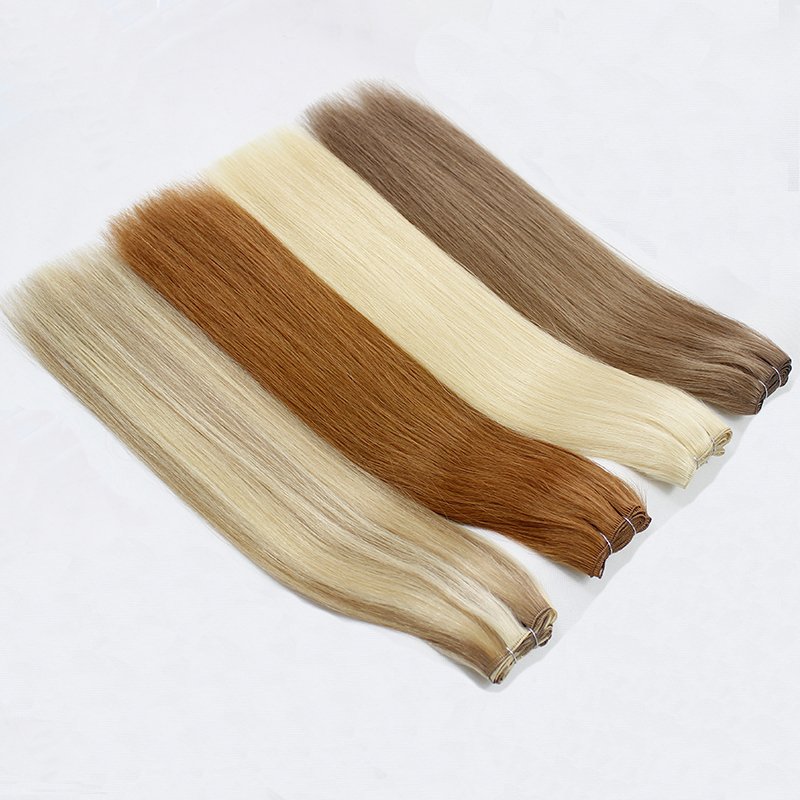 New Invisible And Seamless Hair Weft Double Drawn Cuticle Intact Russian Remy Human Hair Hand-tied Weft Hair Extensions