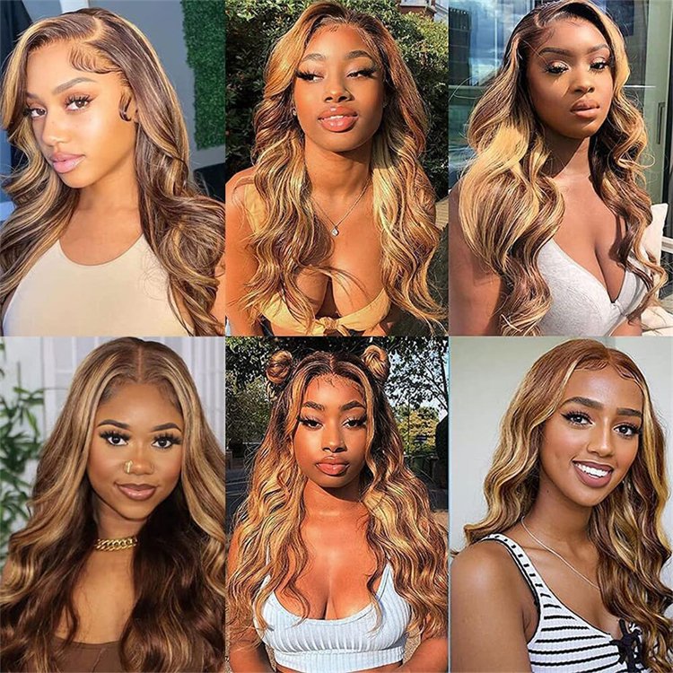 Cuticle Aligned Raw Wig Piano Color Highlight Raw Hair Wigs 13x4 Transparent Lace Frontal Honey Blonde Body Wave Lace Front Wig