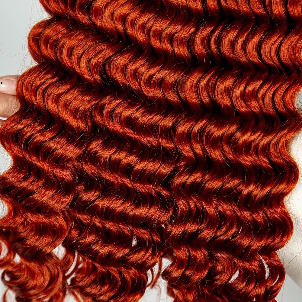 Ginger Hair Bulk Deep Wave 350 No Weft Virgin Hair Extension For Boho Braids Braiding Natural Hair Extension