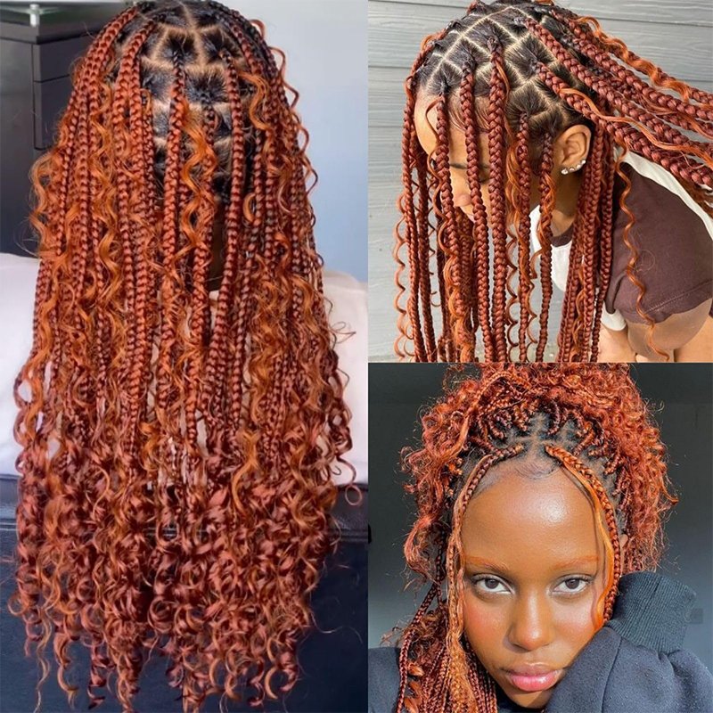 Ginger Hair Bulk Deep Wave 350 No Weft Virgin Hair Extension For Boho Braids Braiding Natural Hair Extension