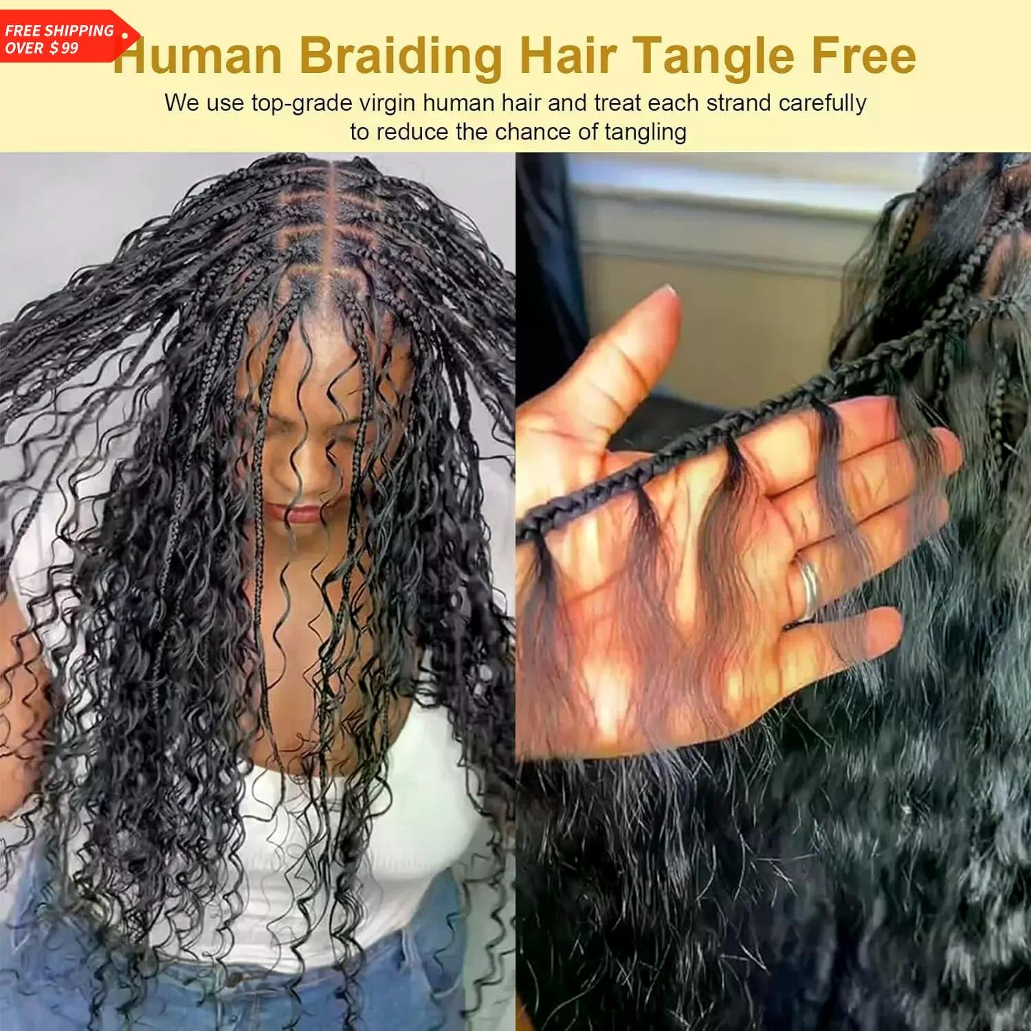 Curly Braiding Hair Human Hair Bulk Wet and Wavy Braiding Bundles