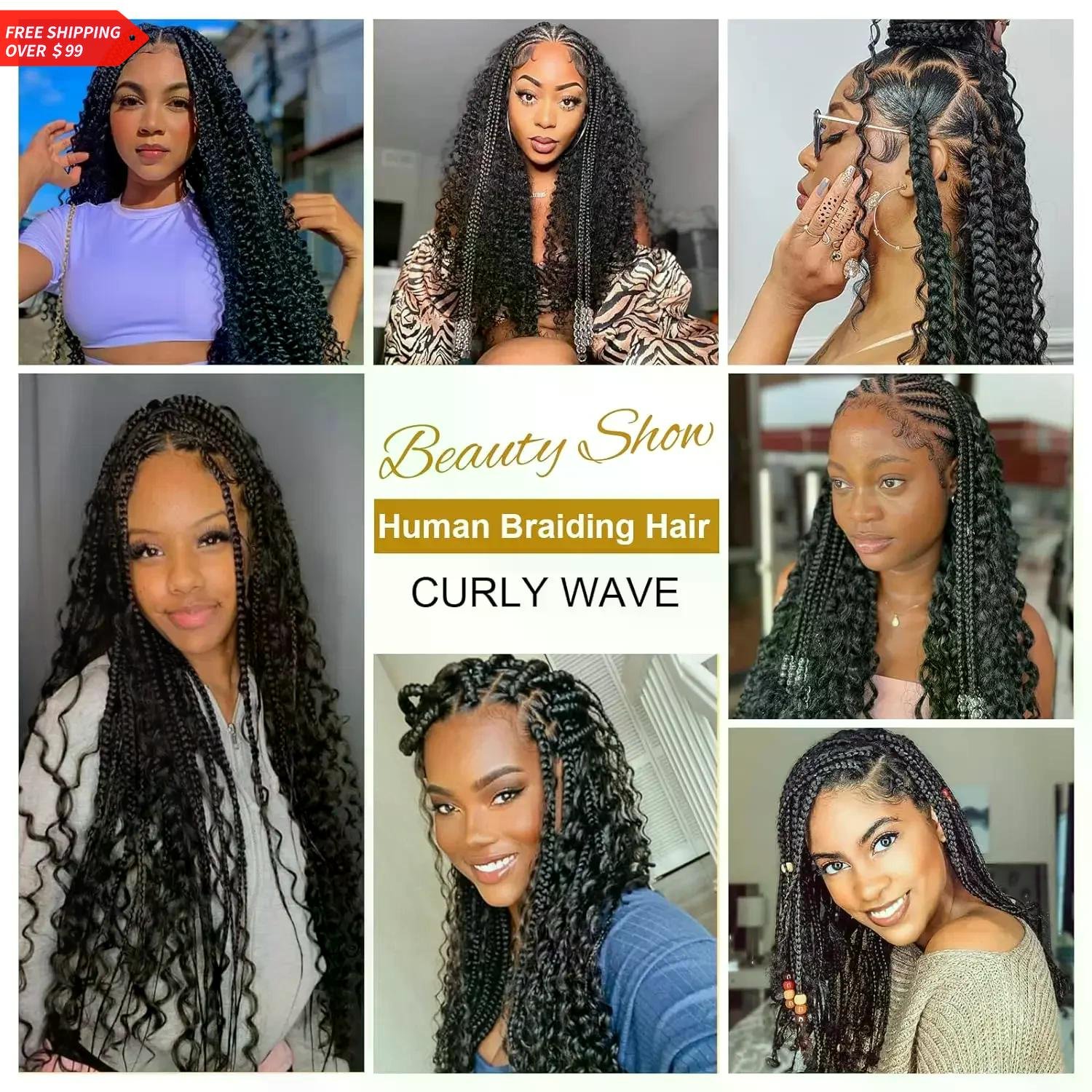 Curly Braiding Hair Human Hair Bulk Wet and Wavy Braiding Bundles
