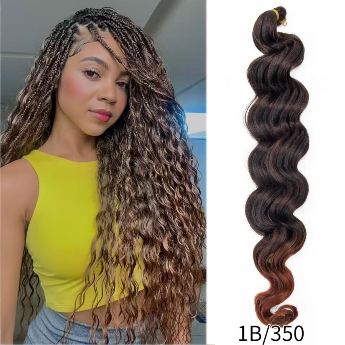 Mengtong Long synthetic braiding hair Box Braids Synthetic Water Wave Braiding Hair for Women
