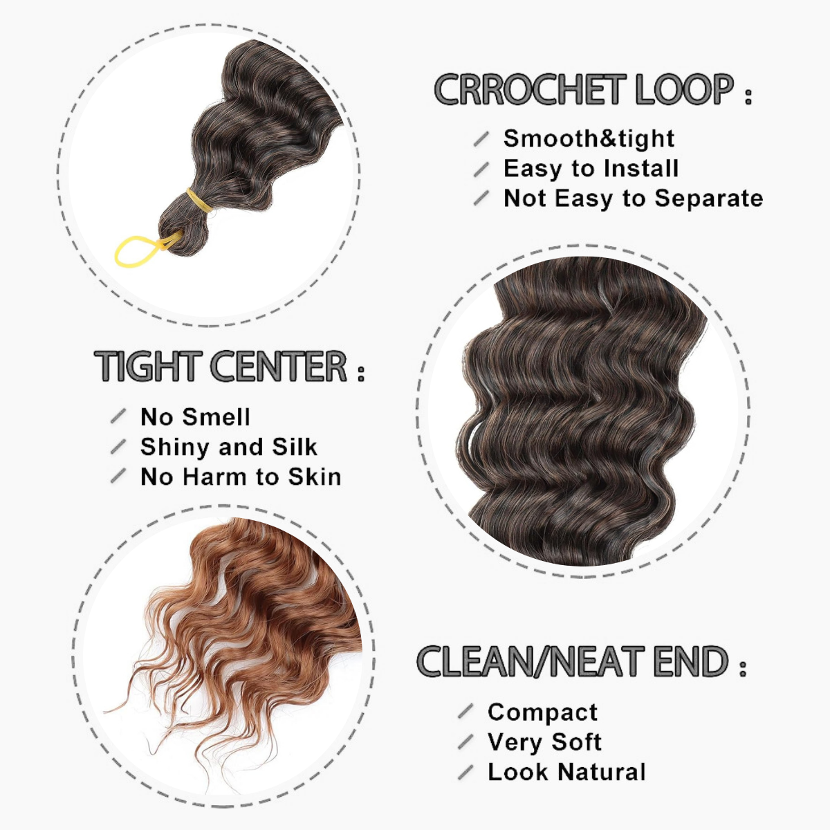 Mengtong Long synthetic braiding hair Box Braids Synthetic Water Wave Braiding Hair for Women