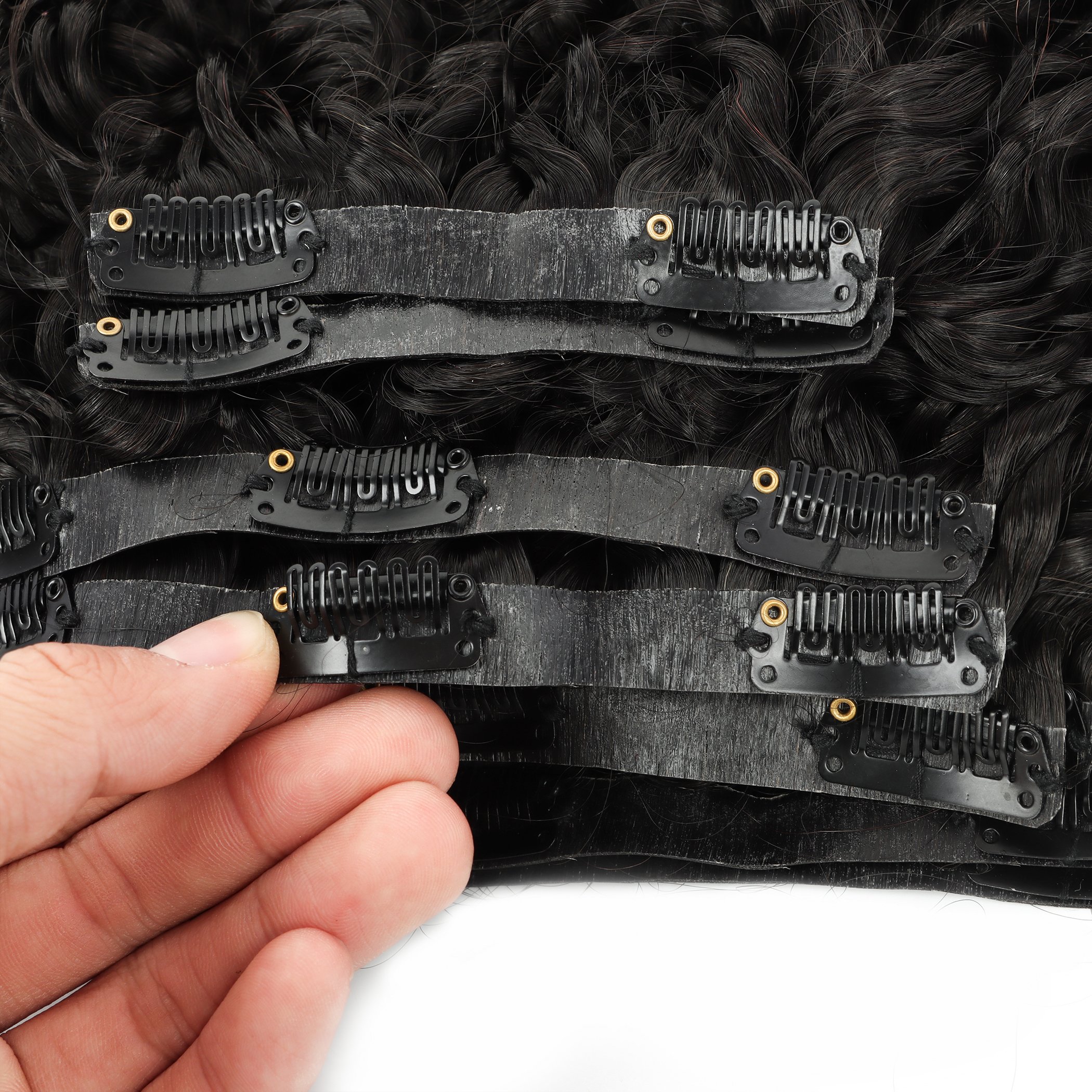 New Texture 120g 140g 160g Natural Virgin Human Hair Extension Clip Hair 4A 4B 4C Afro Kinky Curly Clip ins