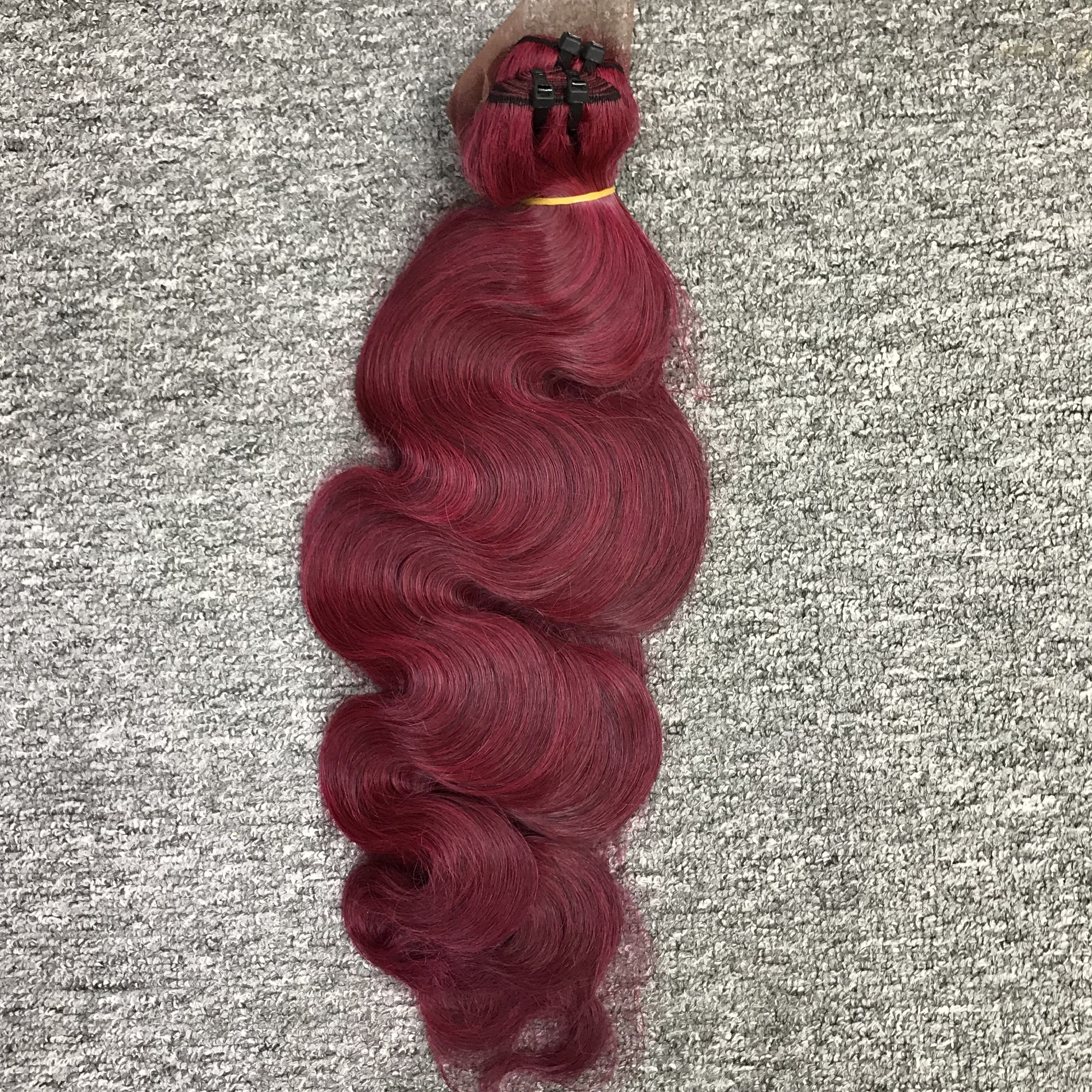 Body Wave Hair Hot Item Color Wine Red High Quality Curly Wavy Straight Hair 100% Natural Human Hair Extensions