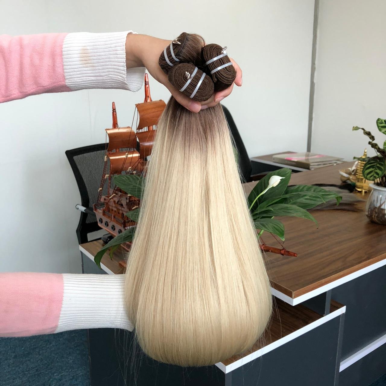 wholesale raw virgin cuticle aligned hair weave bundle Human Hair Extensions ombre 2C and blond human hair