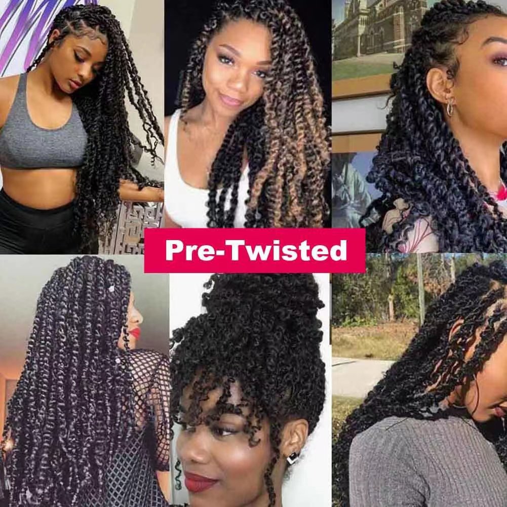 Short Passion Twist Crochet Hair black Pre twisted Passion Twist Crochet Braids Hair Pre Looped Crochet Hair For Women