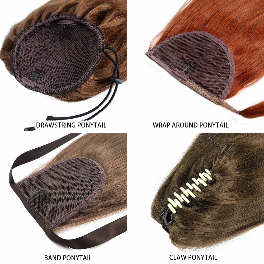 13A Grade Russian Virgin Wrap Around Ponytails High Quality Drawstring Ponytail Real Human Hair Extensions