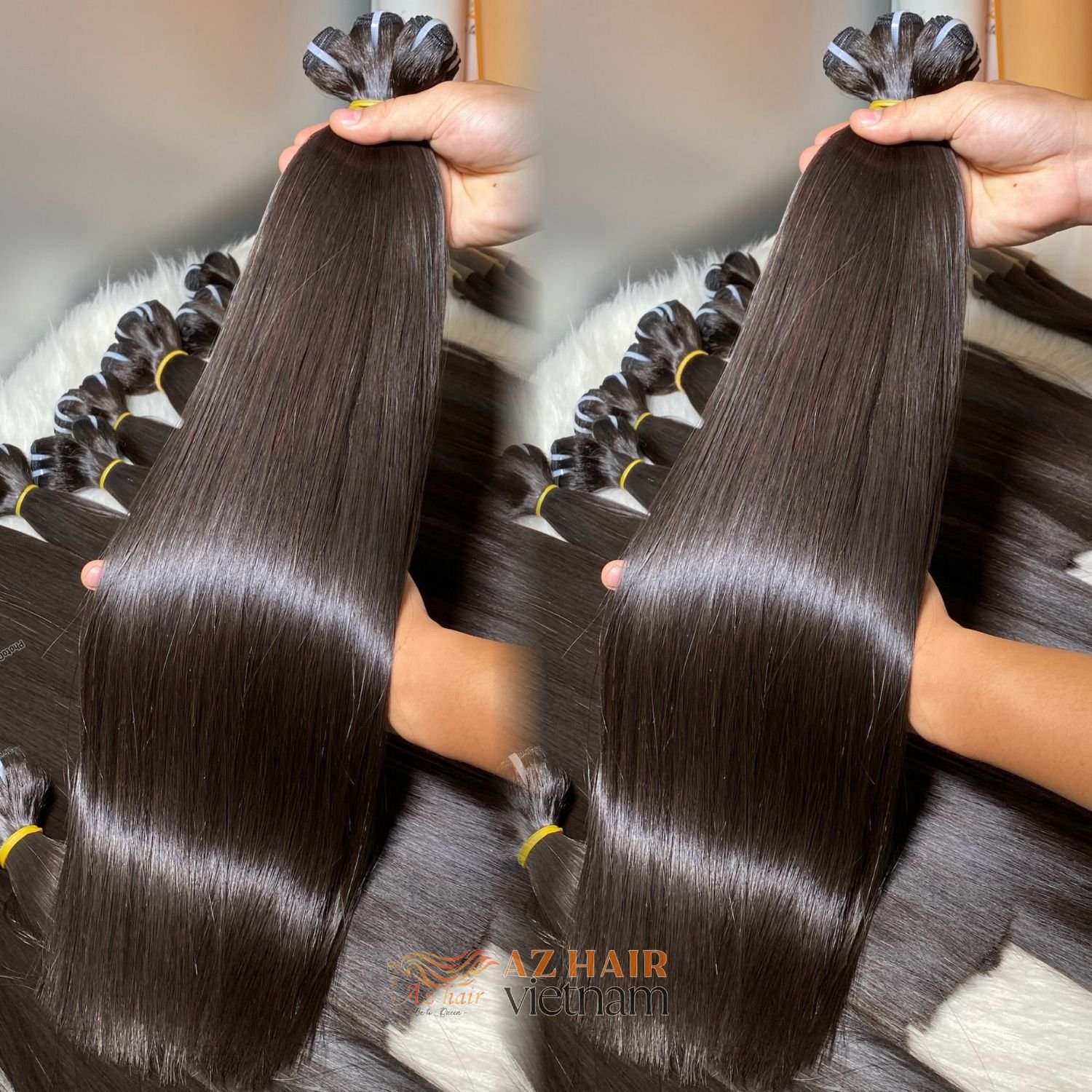 Worldwide Shipping 100% Vietnamese Raw Human Hair Extensions Natural Black Color Best Quality Machine Weft Bundles Full Length